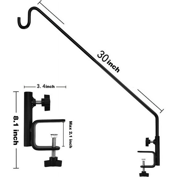 Heavy Duty Adjustable for Railing, Outdoor Shepherd Hook Plant Hanger, Bird Feeder Pole, Garden Accessory