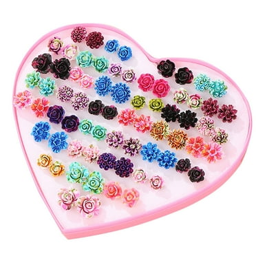 MUSEYA 1 Set Cute Flower Ear Studs Trendy Retro Earrings Safe Multi Color Plastic for Women