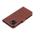 thumbnail image 5 of Zipper Wallet Case for iPhone 14, Glossy Luxury Faux PU Leather Soft Silicone Shockproof Flip Folio Cover with Card Slots Pocket Magnetic Clasp Kickstand Fashion Case, Brown, 5 of 8