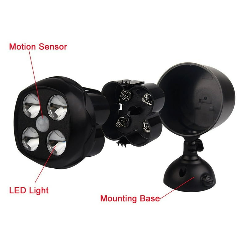 ELEOPTION Motion Sensor Spotlight Battery Powered Security Light 4 LEDs Super Bright Weatherproof Outdoor Wall Light for Garden Walkways Garage ELEOPTION Motion Sensor Spotlight Battery Powered Security Light 4 LEDs Super Bright Weatherproof Outdoor Wall Light for Garden Walkways Garage