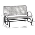 thumbnail image 2 of 2-Person Grey Wicker Outdoor Glider Bench - Patio Swing Loveseat for Backyard, Garden, Poolside Relaxation - Durable Steel Frame & PE Rattan Design, 47" Wide, 2 of 7