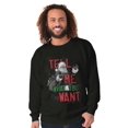 thumbnail image 3 of Santa Claus Tell Me What You Want Men's Crewneck Sweatshirt Brisco Brands S, 3 of 6