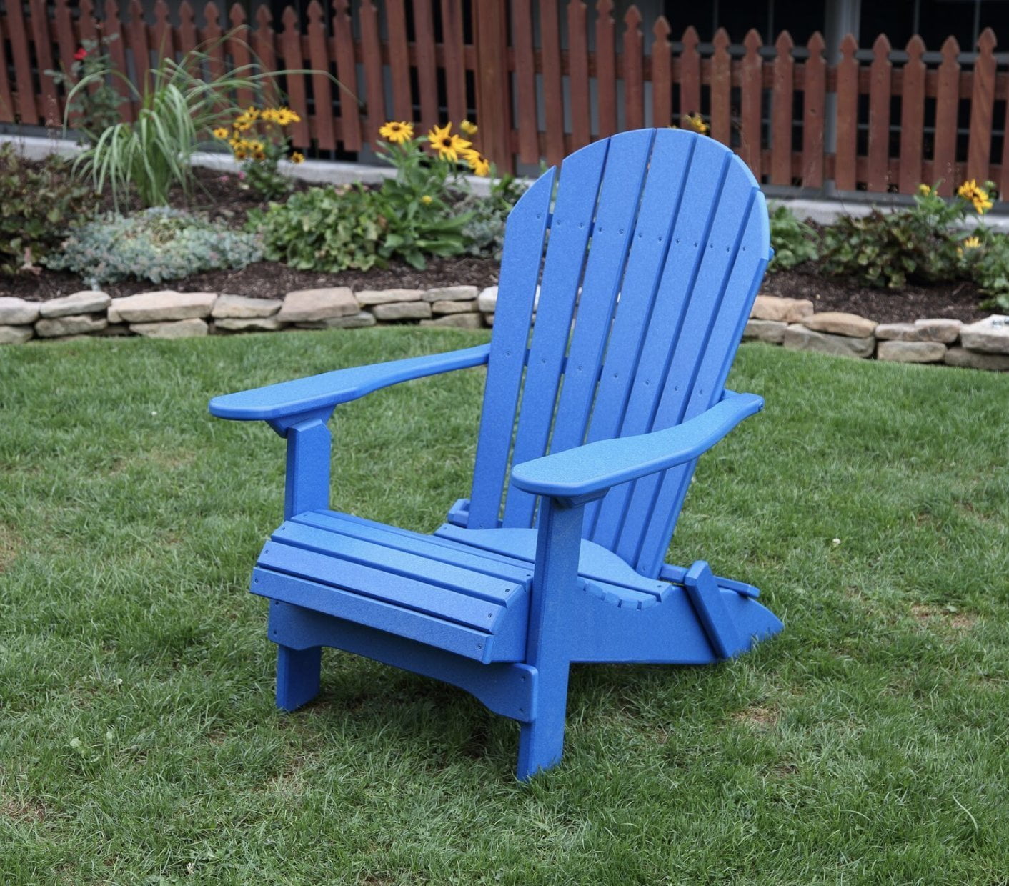 Poly Lumber Rolled Seating Folding Adirondack ChairBlue