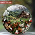 thumbnail image 2 of 12 Inch Rustic Glass Wall Clock, Mountain Farmhouse And Chicken Design Wall Clock, Round Silent Clock, Suitable for Living Room Bed (Battery Not Included), 30cm, 2 of 8