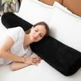 thumbnail image 3 of Bolster Pillow for Bed, Long Round Body Pillow for Adults with Removable Velvet Cover, Decorative Tube Roll Cylinder Pillow,, 3 of 10