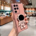 thumbnail image 4 of Compatible with Samsung Galaxy S22 Ultra 5g 6D Plating Cute Astronaut Hidden Stand Holder Case with Camera Protection Side Heart Pattern Cover for Women Shockproof Kickstand Bumper (Pink), 4 of 10