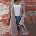 thumbnail image 2 of Arlun Cardigans Sweaters for Women Long Cable Knit Open Front Outerwear 2025 Trendy Loose Fit Comfort Pure Long Sleeve Warm Cardigan Coats Fall Winter New Clothes Pink One Size, 2 of 6