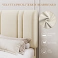 thumbnail image 3 of SHA CERLIN Full Size Platform Bed Frame, Velvet Upholstered Bed with Adjustable Headboard, Vertical Channel Tufted Design, Sturdy Wood Slat Support, No Box Spring Needed, Easy Assembly, Cream White, 3 of 7