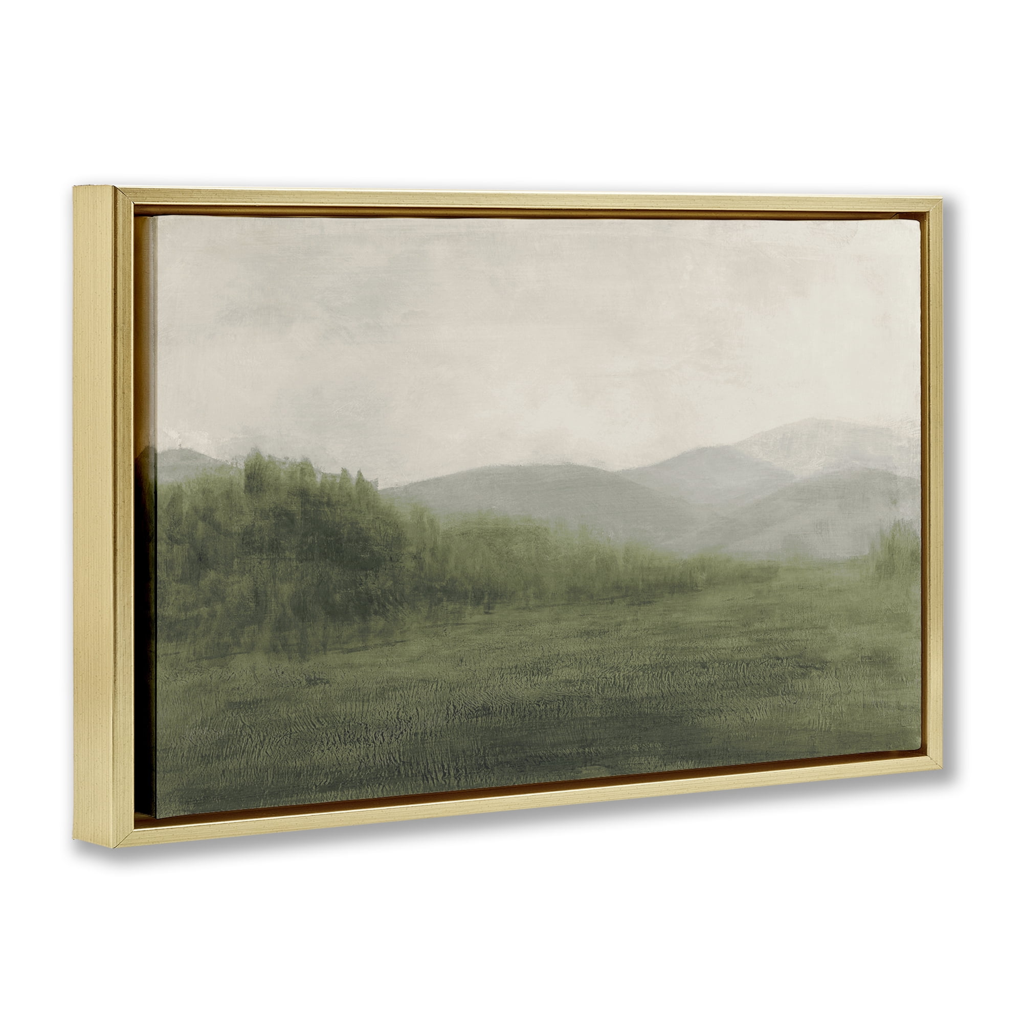 Stupell Industries Fog Green Countryside Gold Framed Floater Canvas Wall Art, design by Walt Johnson