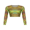 thumbnail image 1 of MesaSe Femmes Sexy Crop Tops Imprimé à Manches Longues Pull Col Rond, 1 of 5