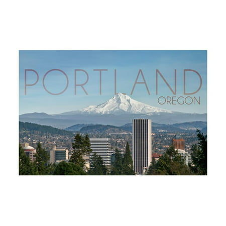 Portland, Oregon - Mt. Hood and City Print Wall Art By Lantern (Best Korean Restaurant Portland Oregon)