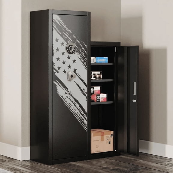KAER 8-10 Gun Safe, Large Gun Safe for Rifle and Pistol, Assembled Gun Cabinet & Unassembled Storage Cabinet with Removable Shelf for Home