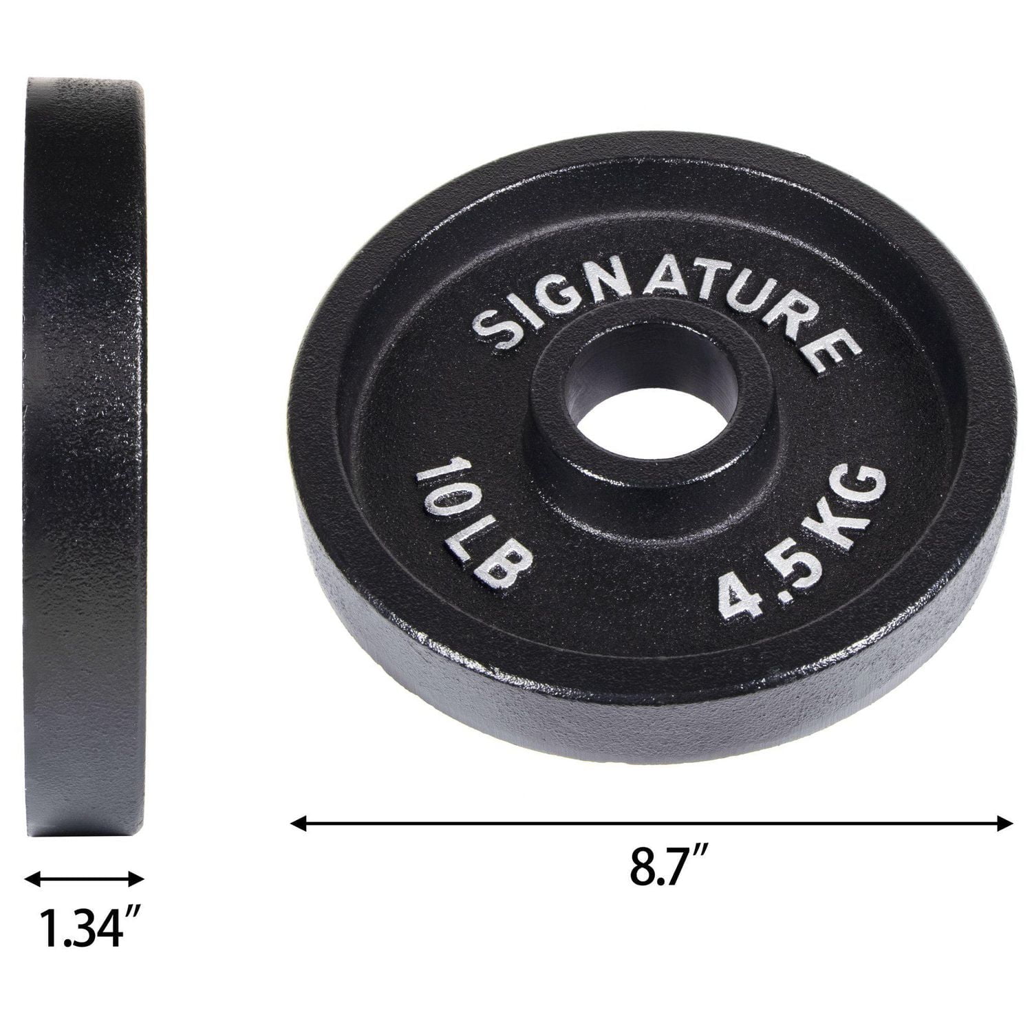 Signature Fitness Deep Dish 2 In. Olympic Cast Iron Weight Plates with E-Coating, Pair