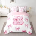 thumbnail image 2 of Erosebridal Girly Bowknot Initial Bedding Sets Twin Size,Dreamy Princess Comforter Sets with Sheets,Teens Bedroom Decor,Reversible,Breathable,7-Piece, 2 of 5