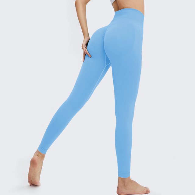 Pantalones de yoga de cintura alta con pliegues para mujer, estilo europeo y americano, sin costuras, con corte en T, color melocotón