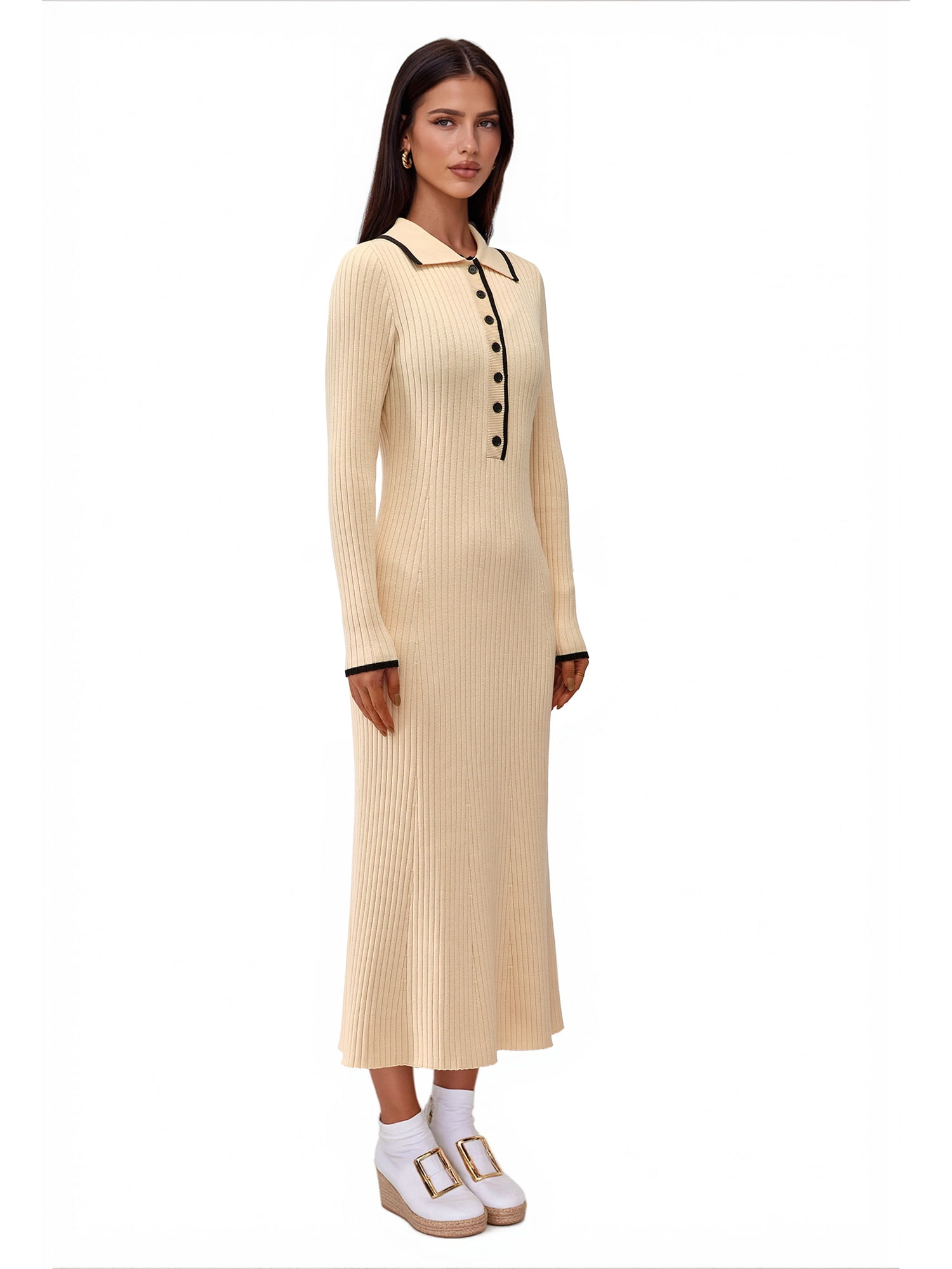 PRETTYGARDEN Women's Long Sleeve V-neck Dress, Sizes S-XXL