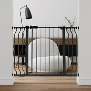 EDX Baby Gate, 29.1 - 43.3" Walk Through Dog Gates, Easy Step Walk Through Expandable Dual Lock Metal Gates for The House, Pressure Mounted Easy Install Pet Gate, Graphite