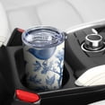 thumbnail image 5 of 20 Oz Blue Pioneer Flower and Bird Coffee Tumbler Double Wall Insulated Stainless Steel Water Bottle | Metal Reusable Thermoses Flask with Cup Cap | Leak & Sweat Proof with Anti-Dust Lid, 5 of 7