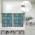 thumbnail image 5 of Kitchen Window Curtains Valance and Tier Set, Summer Ocean Palm Tree Carb Rod Pocket Tier Curtain Valance Set, Conch Shell Retro Blue Plaid Light Filtering Cafe Curtains for Bedroom Living Room, 5 of 9