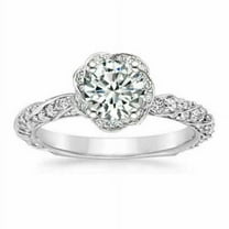 1.10 Ct Round Halo Cut Solitaire Diamond Wedding/Engagement White Gold Ring 14K