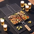 thumbnail image 5 of Delamu Fish Grilling Basket, Portable Stainless Steel BBQ Grill Basket for Fish Vegetables Shrimp with Detachable Handle, 5 of 6