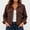 Brown, variant on Cropped Corduroy Jacket for Women, Polyester Long-Sleeve Collared Shirt Coat with Button Closure and Convertible Styling