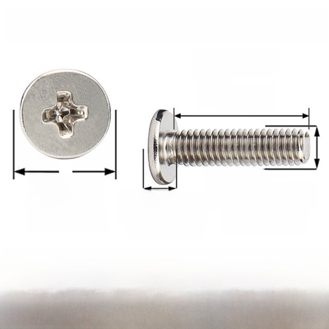 Tornillo de cabeza plana Phillips M2/M3 niquelado Tornillo de cabeza plana grande M4 Tornillo de cabeza plana grande para computadora M5/M6 100 piezas