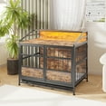 thumbnail image 4 of ZephyPaws 35in Dog Crate Furniture with Double Doors,Storage,Wooden Dog Cage for Large/Medium Dog Indoor,Hold up to 60 lbs,Rustic Brown, 4 of 10