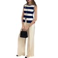 thumbnail image 2 of Women's Tank Tops Striped Sleeveless Button Front Knit Vest Summer Open Cardigan Royal Blue S, 2 of 9