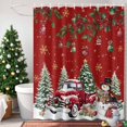 thumbnail image 4 of Red Christmas Shower Curtains for Bathroom, Xmas Snowman Truck Snowflake Tree Balls Waterproof Fabric Shower Curtain for Bathroom Bathtub Decoration, Machine Washable, 54x"78", 4 of 9