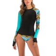 thumbnail image 1 of Traje de baño estampado de manga larga para mujer, trajes de baño de moda para fiesta en la piscina en la playa, verde M, 1 of 6