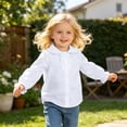 thumbnail image 2 of Tisuna Kids Girls Long Sleeve Shirts Lightweight Crewneck Solid Color Blouse Girls Daily Wear Fall Outfits Size 8-9 Years White, 2 of 8