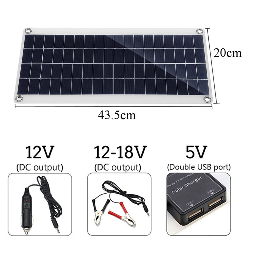 30W Flexible Solar Panel Solar Cells for Car RV Boat Home Roof Van Camping Solar Battery, 10A Solar Controller Module