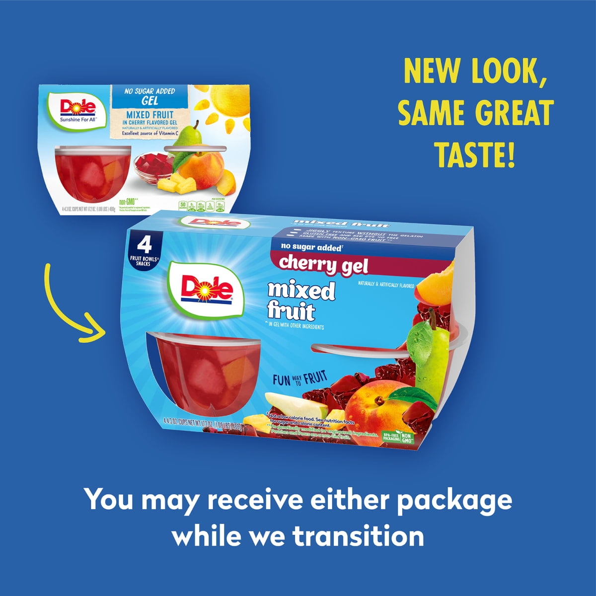 (6 pack) Dole Fruit Bowls No Sugar Added Mixed Fruit in Cherry Gel, 4.3 oz Cups (4 Pack)