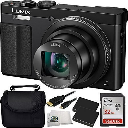 Panasonic DMC-ZS50K LUMIX 30X Travel Zoom Camera with Eye Viewfinder (Black) + 32GB Accessory (Best Compact Camera With Viewfinder And Zoom)