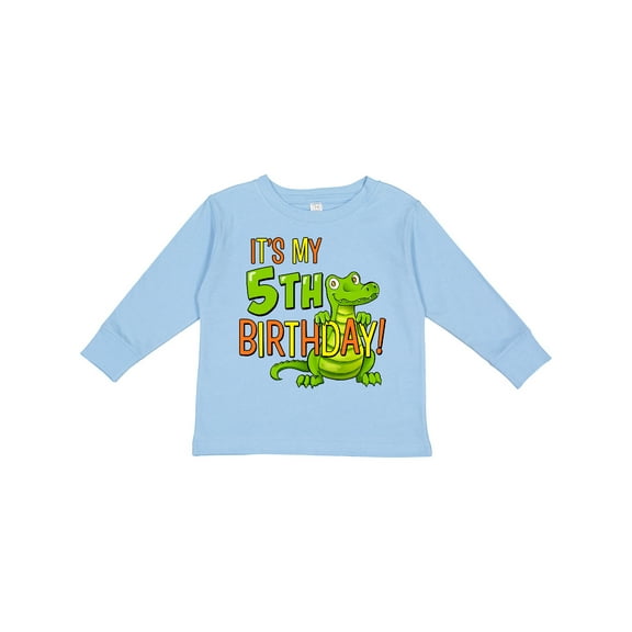 Inktastic It's My 5th Birthday with Cute Green Alligator Boys or Girls Long Sleeve Toddler T-Shirt