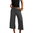 thumbnail image 2 of MLQIDK Pedal Pushers for Women Dressy Casual Yoga Capri Pants Knee Length Elastic Waist Gym Leggings Trendy Summer Yoga Capri Pants with Pockets Dark Gray 3XL, 2 of 5