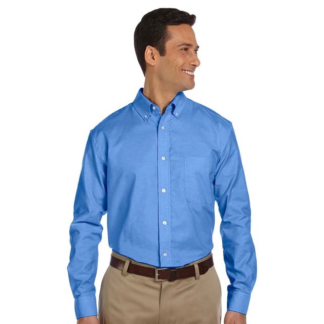 Harriton Chemise Oxford à Manches Longues pour Hommes avec Libération de Taches