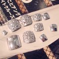 thumbnail image 2 of IKemiter 24 Pcs/Set Fashion Foot False Nail Tips Toe Art Tool Glitter Rhinestone Women Ladies Fake Toes Nails, 2 of 6