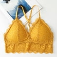 thumbnail image 2 of Sleep Bras Women Ladies Fashion Comfortable No Underwire Lace Floral Bra Underwear V-Neck Back-Smoothing Bra Feature Hook and Eye Closure No Underwire Bra Style Y-604 , Yellow One Size, 2 of 8