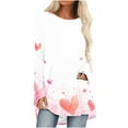 thumbnail image 1 of Cameland Chemises Grande Taille pour Femmes Imprimé Cœur Hauts de la Saint-Valentin Manches Longues Tunique Col Rond Blouses, 1 of 4