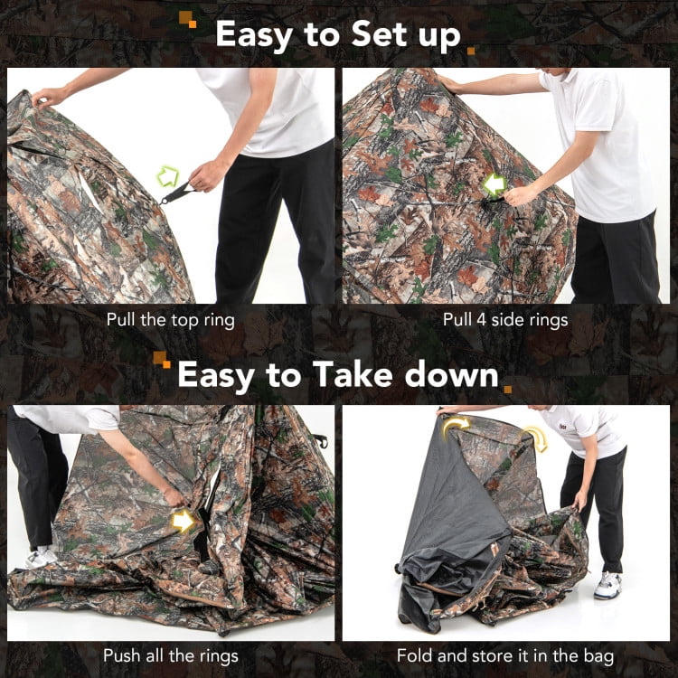 Topcobe 360° One Way See Through Ground Hunting Blind for Deer and Turkey Hunting, Waterproof Camping Tents Easy Setup