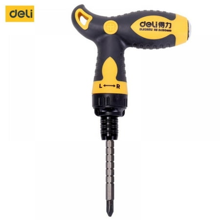 

DELI Adjustable Ratchet Multi-Bit Screwdriver T Shape Dual-Purpose Magnetic Adjustable Telescopic Slotted Phillips Screwdriver Ratchet Wrench Socket Repair Hand Tool