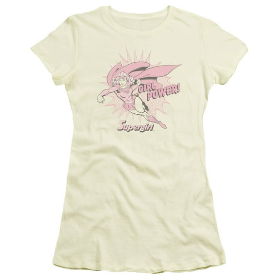 Trevco Dc-Girl Power - Short Sleeve Junior Sheer Tee - Cream- Medium