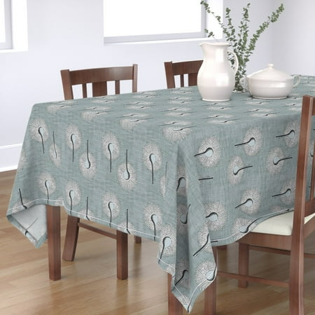 

Cotton Sateen Tablecloth 70 x 90 - Gray Moroccan Botanical Neutral Print Custom Table Linens by Spoonflower