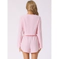 thumbnail image 4 of DARING DIVA Women's Hollow Out Tops with Slit Shorts Pajamas Sets S Pink, 4 of 5