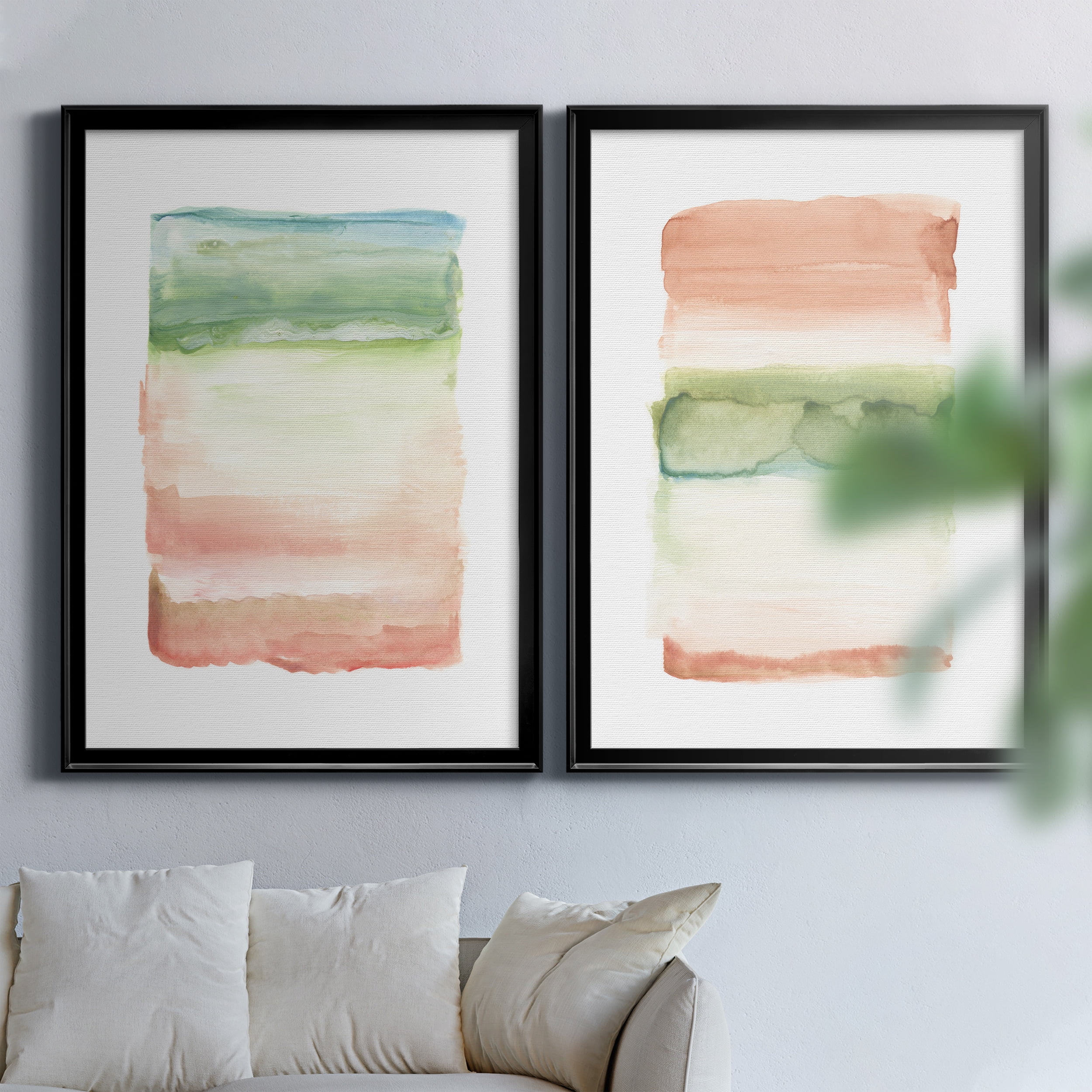 2 Piece Set Skye I Premium Framed Canvas - Ready to Hang - 26.5 x 36.5 Each - Black Frame