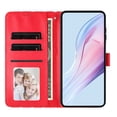 thumbnail image 5 of for Samsung Galaxy S25 Edge PU Leather Wallet Case, Wave Pattern Folio Phone Cover with Card Slots & Stand Function Magnetic Clasp Protective Case Anti-Scratch Full Protection Phone Case, Red, 5 of 6
