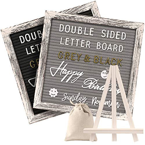 10x10in Gray Letter Board Set and Changeable Letters Wood Frame Moon And Stars