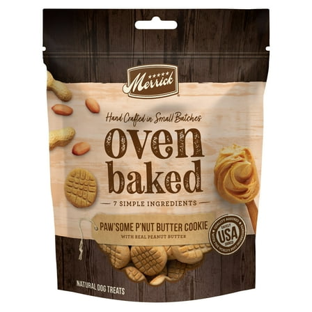 Merrick Oven Baked Natural Dog Treats with Real Peanut Butter Flavor, 11 oz Pouch